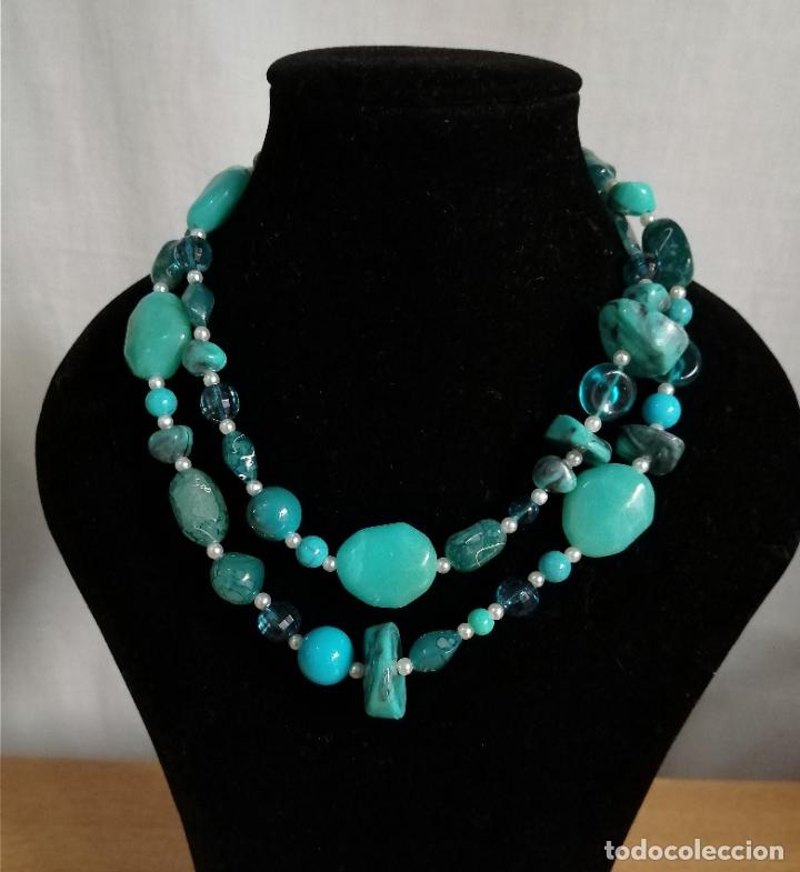 Joyeria: COLLAR LARGO CUENTAS AZULES TURQUESA, ELASTICO. - Foto 3