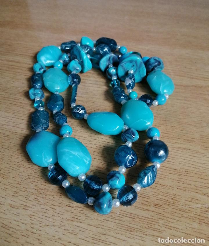 Joyeria: COLLAR LARGO CUENTAS AZULES TURQUESA, ELASTICO. - Foto 4