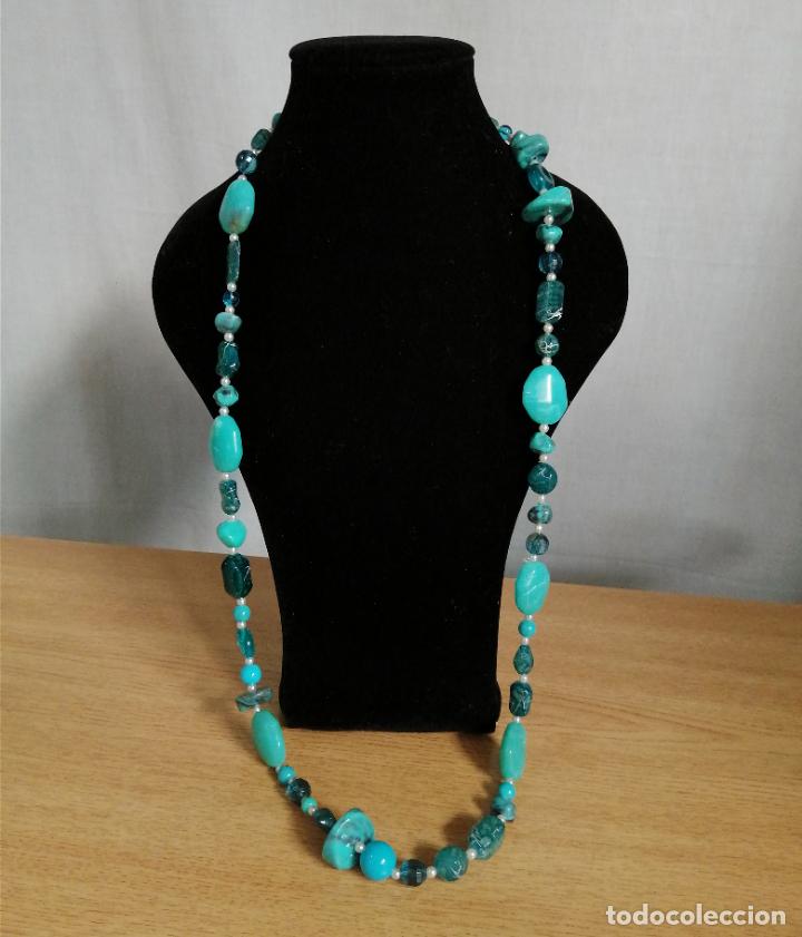 Joyeria: COLLAR LARGO CUENTAS AZULES TURQUESA, ELASTICO. - Foto 8
