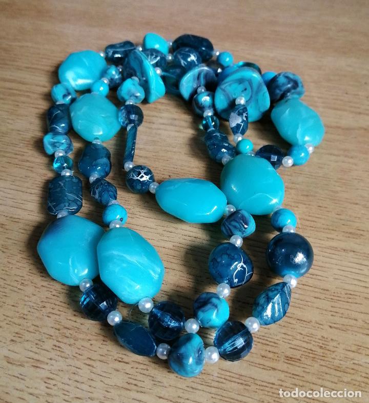 Joyeria: COLLAR LARGO CUENTAS AZULES TURQUESA, ELASTICO. - Foto 1