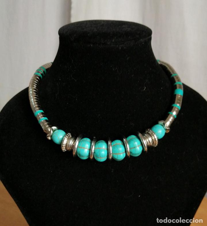 Joyeria: COLLAR, CON TURQUESAS GARGANTILLA PLATEADO. - Foto 4