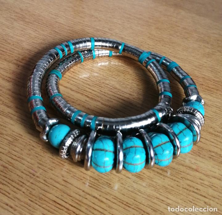 Joyeria: COLLAR, CON TURQUESAS GARGANTILLA PLATEADO. - Foto 1