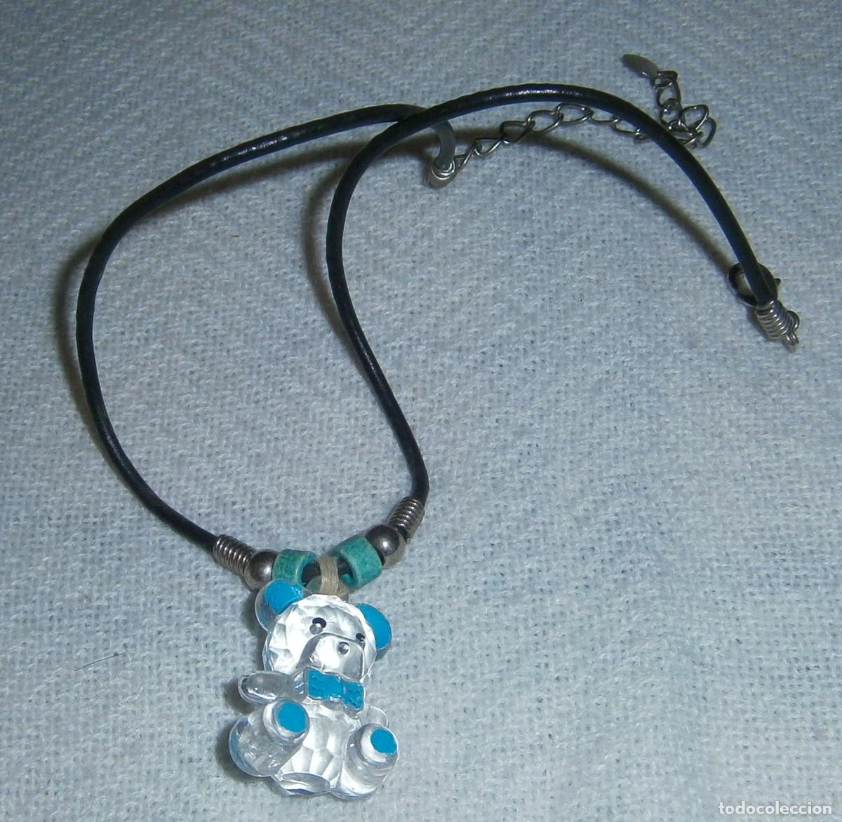 Joaillerie: colgante osito cordon de piel y cadena para regular la medida