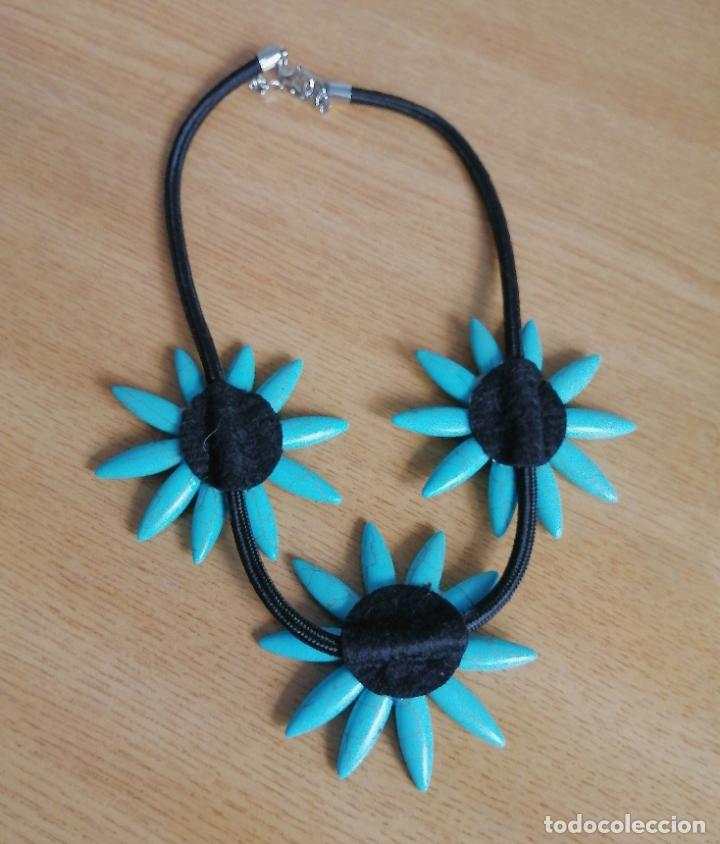 Joyeria: COLLAR AZUL TURQUESA, FLORES AZULES. - Foto 3