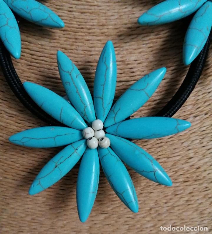 Joyeria: COLLAR AZUL TURQUESA, FLORES AZULES. - Foto 4