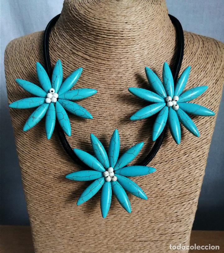 Joyeria: COLLAR AZUL TURQUESA, FLORES AZULES. - Foto 6