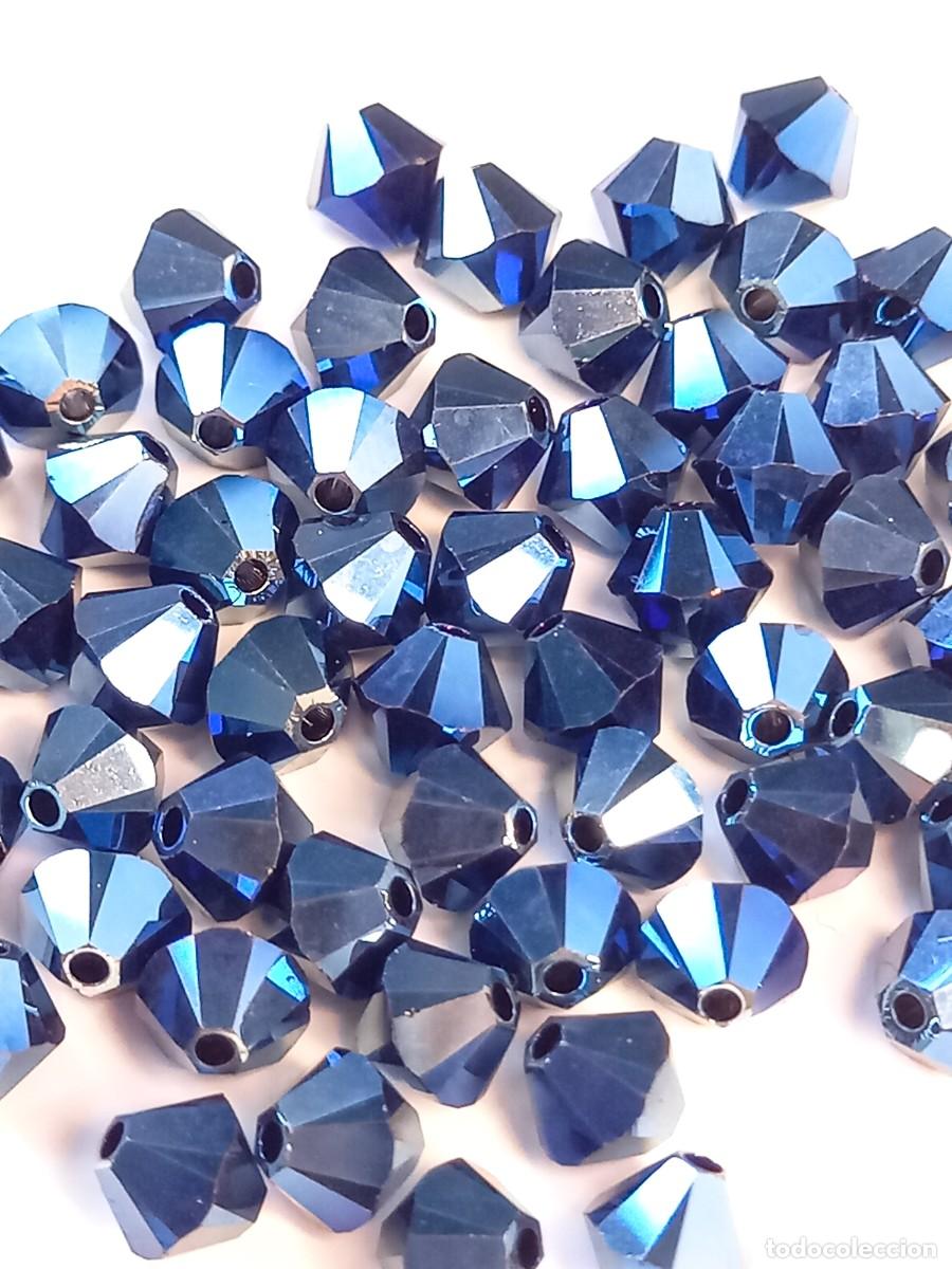 Gioielleria: ⌛Lote de 30 tupis AUT&Eacute;NTICO SWAROSKI VINTAGE 5mm, METALLIC BLUE