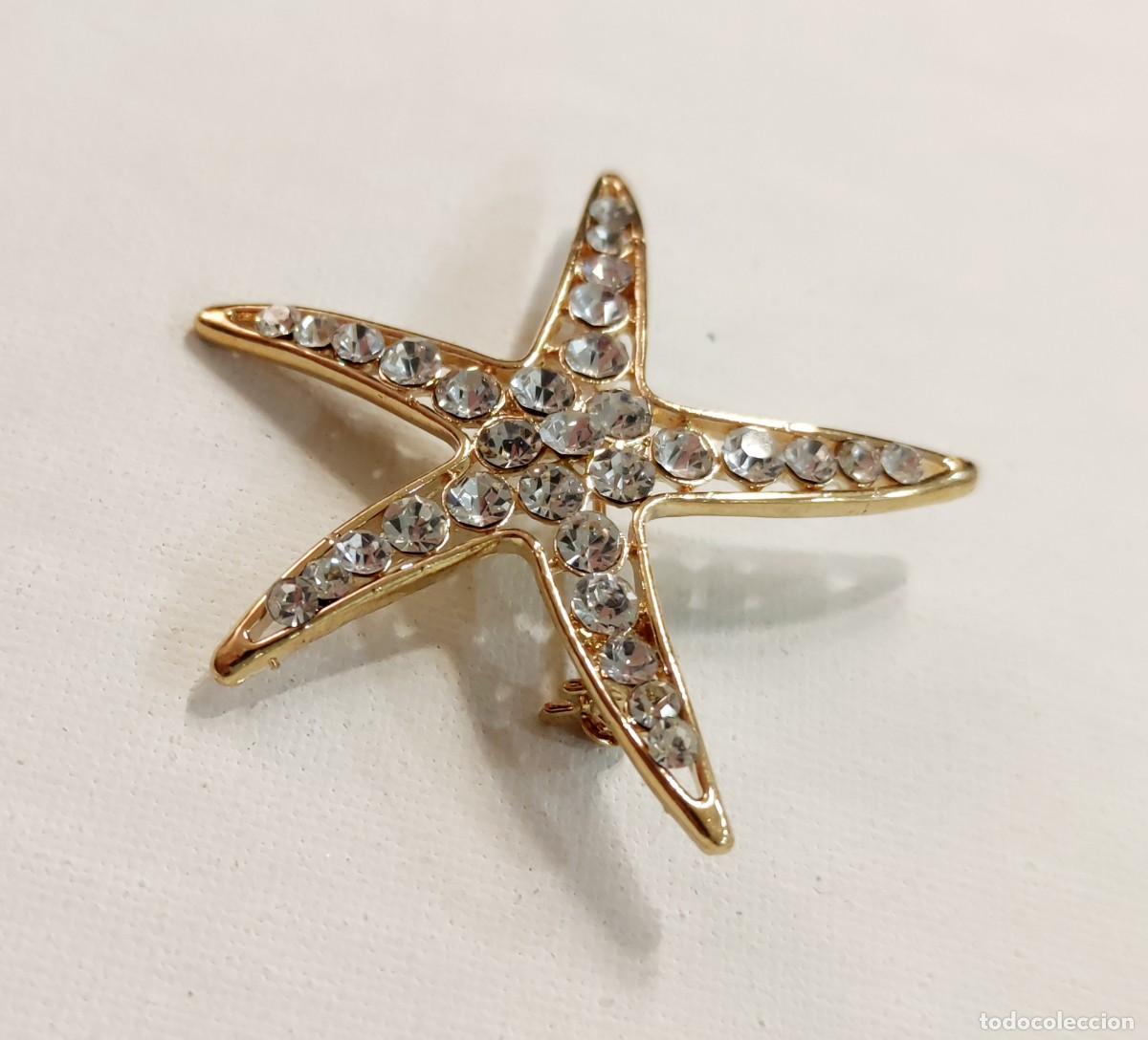 Joyeria: BROCHE DE ESTRELLA DORADA CUAJADA DE CRISTALES. - Foto 2