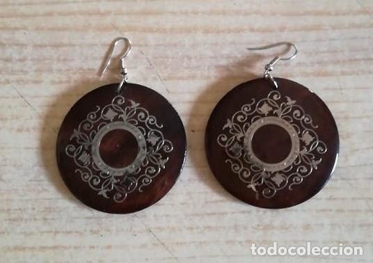 Joyeria: PENDIENTES MADERA COM MOTIVO PLATEADO - Foto 1