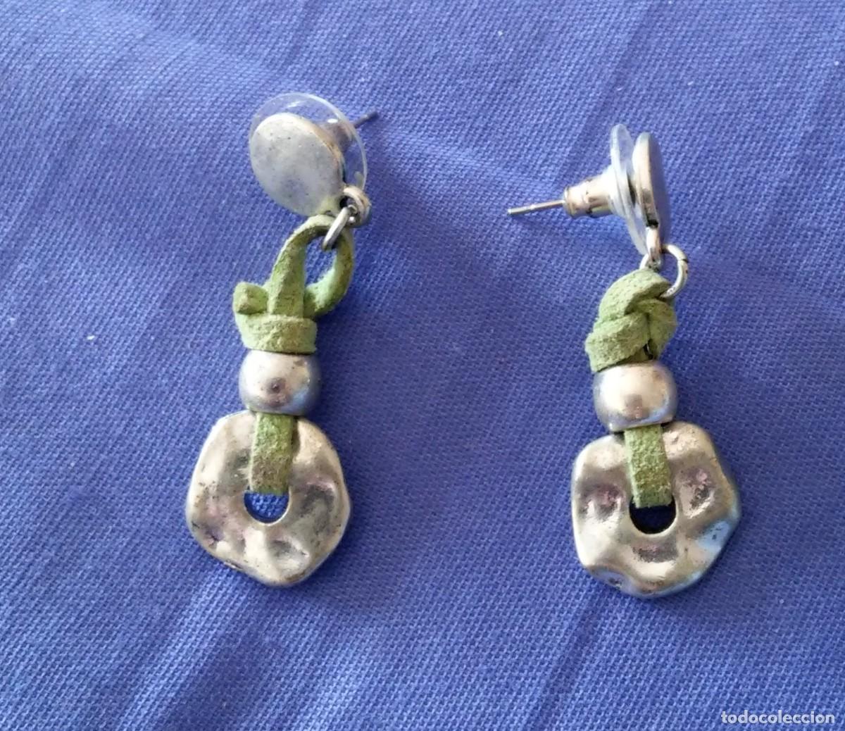 Joyeria: PENDIENTES METAL CON CORDON VERDE - Foto 1
