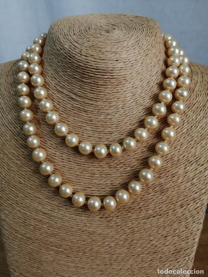 Joyeria: ANTIGUO COLLAR LARGO, PERLAS CIERRE CON BA&Ntilde;O DE ORO. - Foto 4