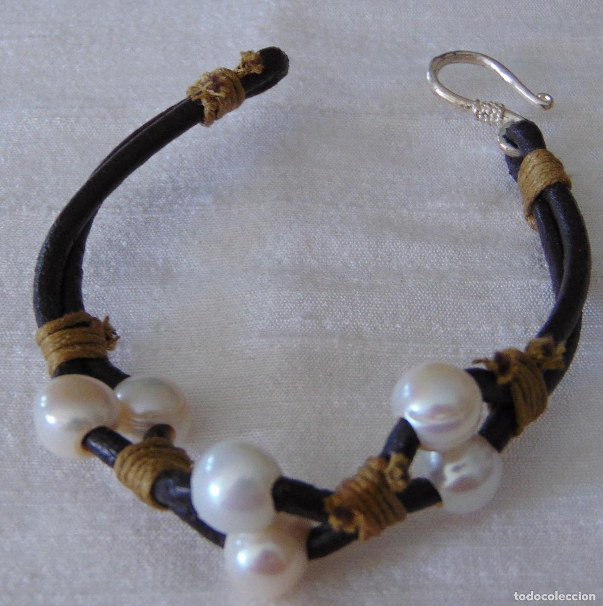 Joalharia: PULSERA BRAZALETE DE CUERO, CUERDA, GANCHO DE METAL Y PERLAS - S&Uacute;PER CHIC - HIPPIE
