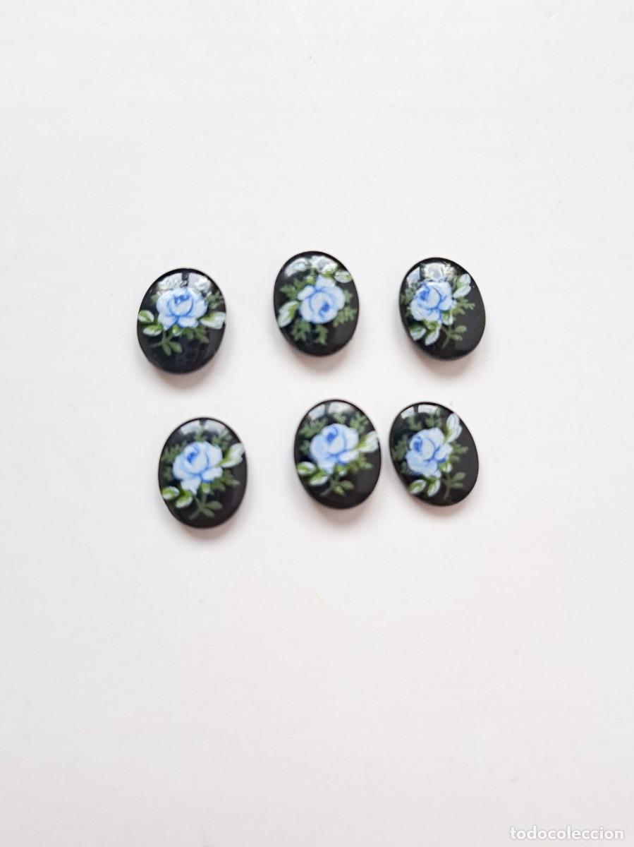 Joalharia: ⌛1cm x 8mm. 8 Cabujones de porcelana japonesa, a&ntilde;os 50, sin uso. (Bases en lote 360625785)