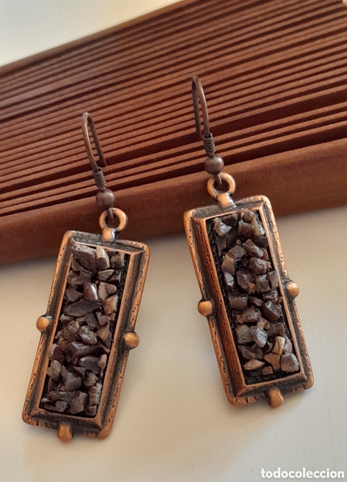 Joyeria: Pendientes retro con ba&ntilde;o de cobre - Foto 3