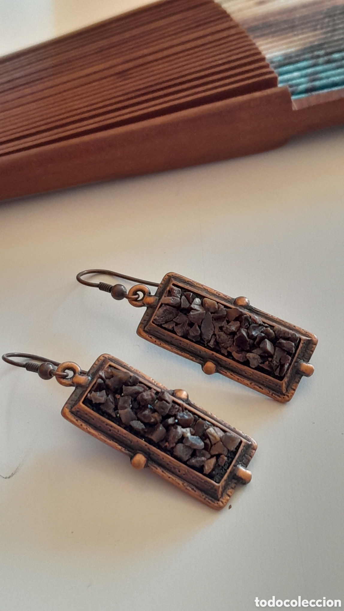 Joyeria: Pendientes retro con ba&ntilde;o de cobre - Foto 2
