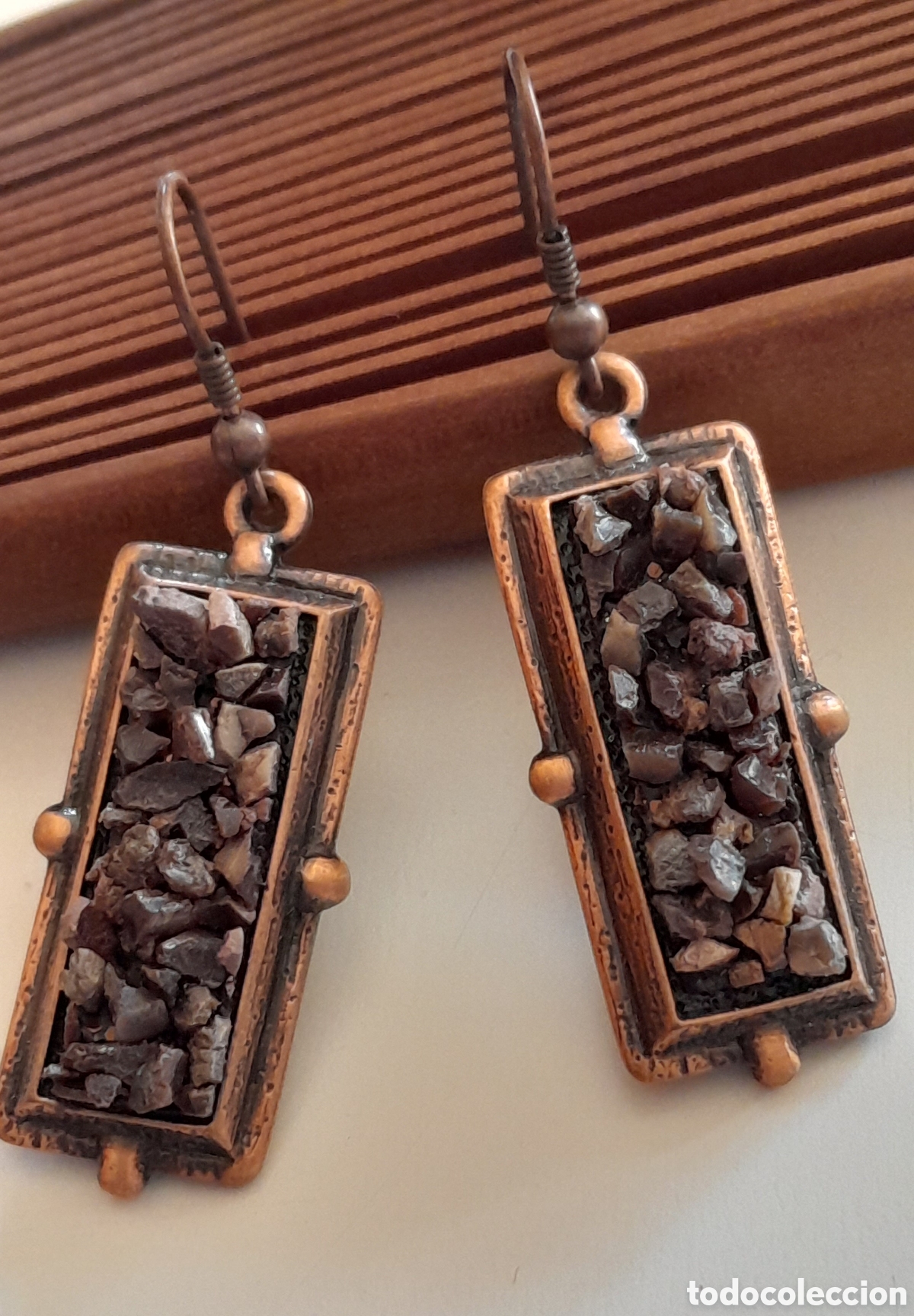Joyeria: Pendientes retro con ba&ntilde;o de cobre - Foto 1