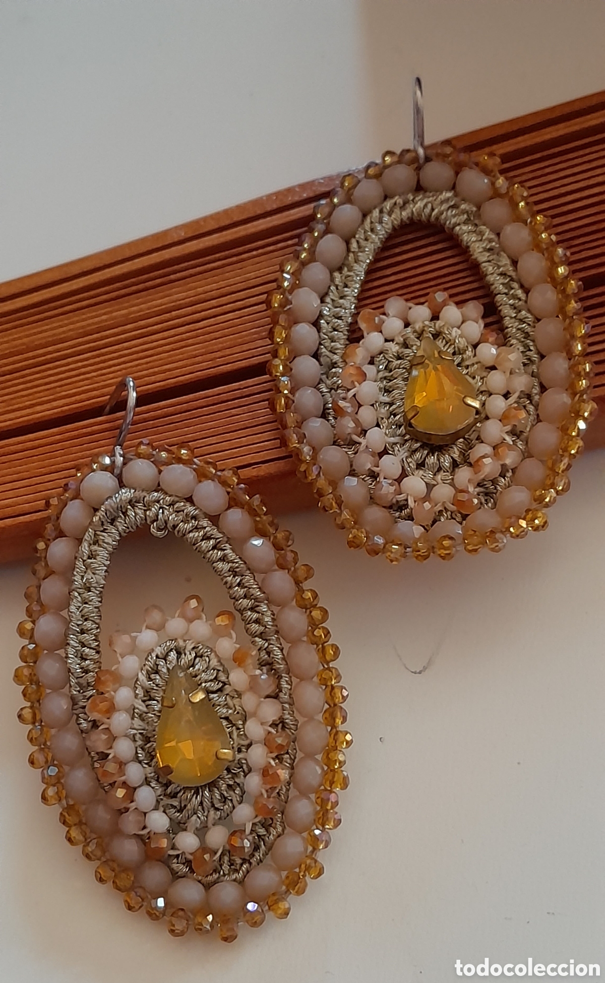Joyeria: Pendientes vintage.cristal de Swarovski y macram&eacute; - Foto 2