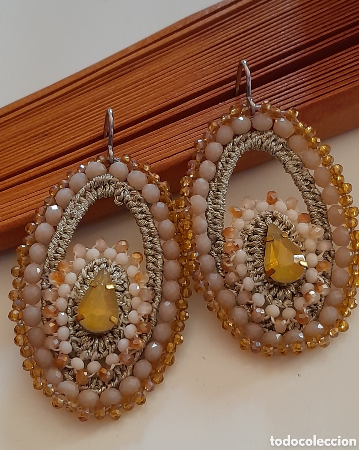Joyeria: Pendientes vintage.cristal de Swarovski y macram&eacute; - Foto 3