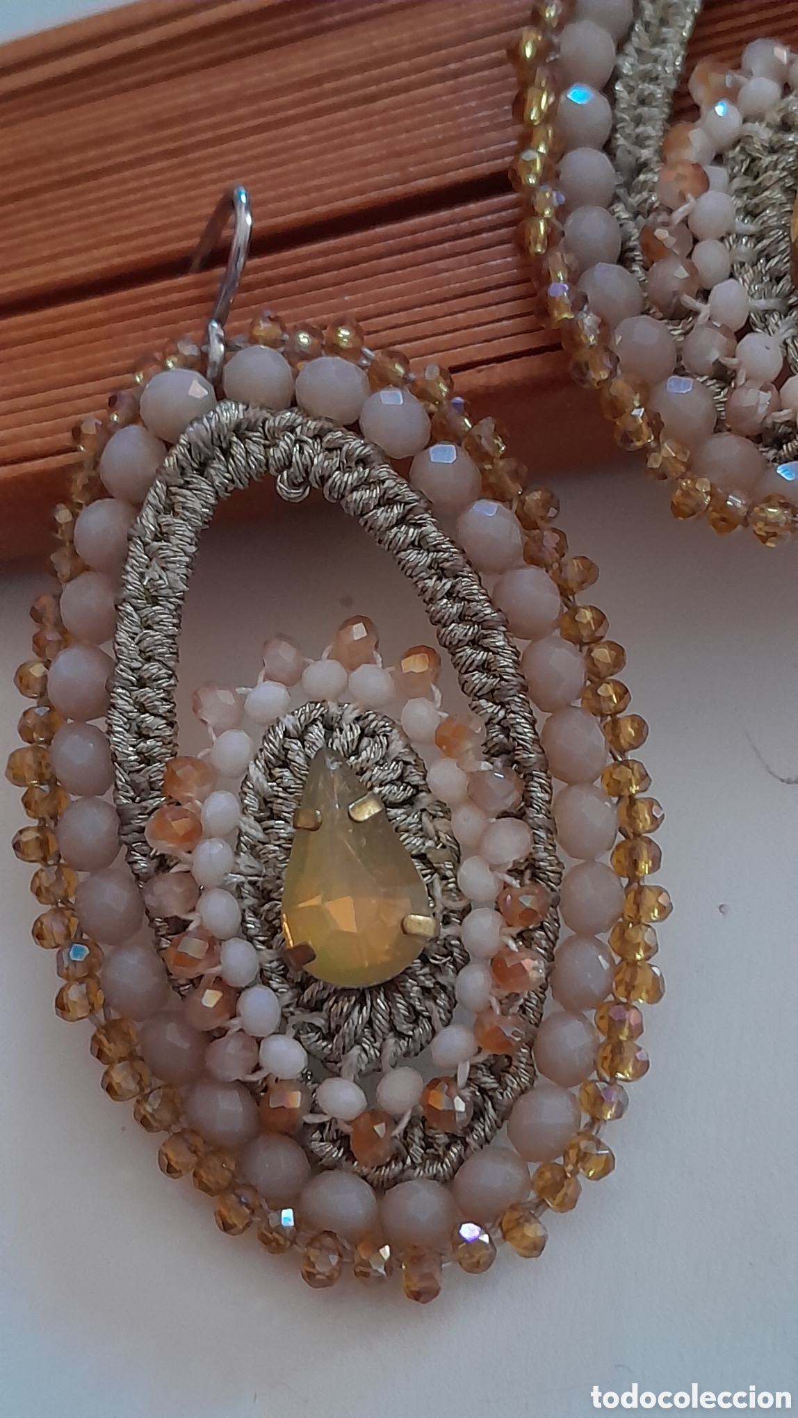 Joyeria: Pendientes vintage.cristal de Swarovski y macram&eacute; - Foto 4