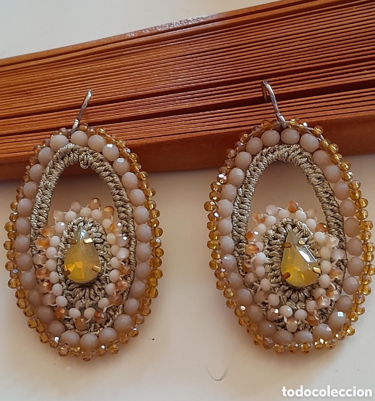 Joyeria: Pendientes vintage.cristal de Swarovski y macram&eacute; - Foto 1