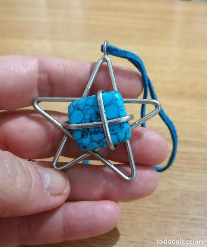Joyeria: COLGANTE CON TURQUESA, FORMA DE ESTRELLA, CON CORD&Oacute;N. - Foto 1