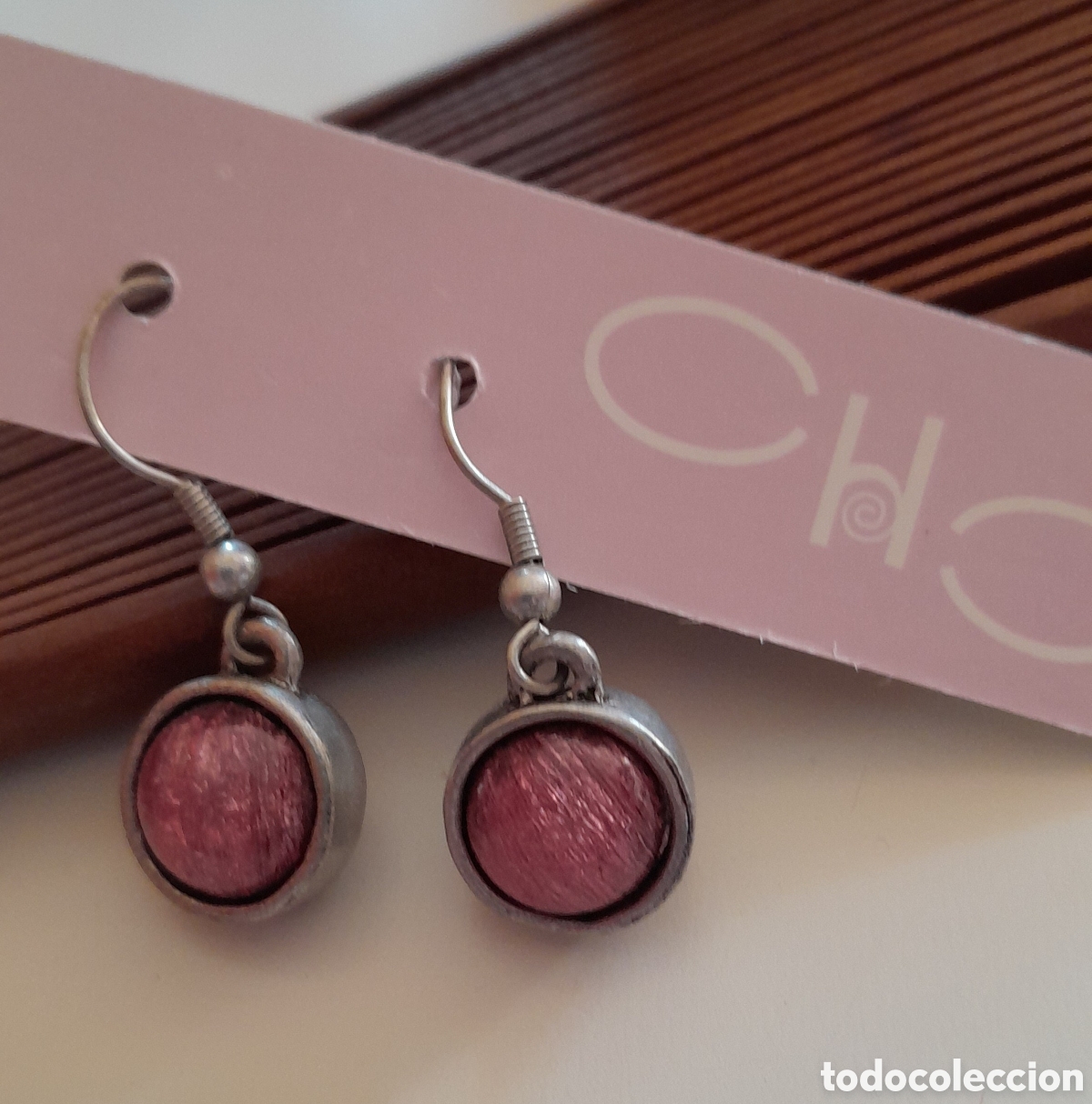 Joyeria: Pendientes de metal con piedra malva - Foto 1
