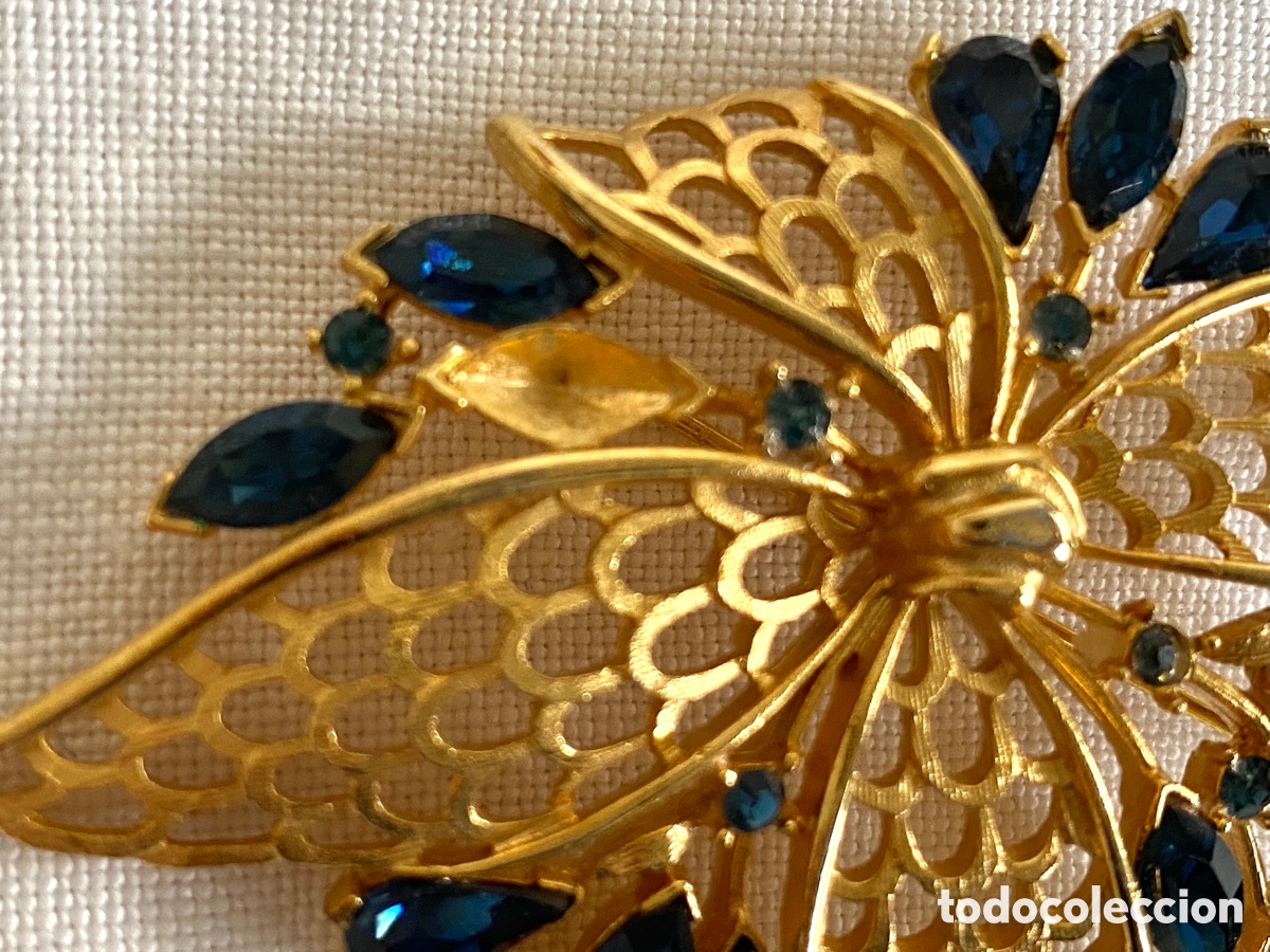Joyeria: Broche vintage dorado y cristales - Foto 4