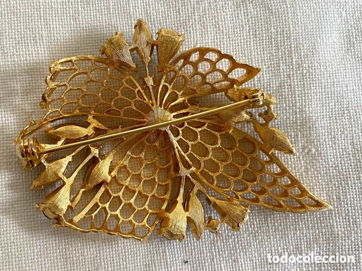 Joyeria: Broche vintage dorado y cristales - Foto 5