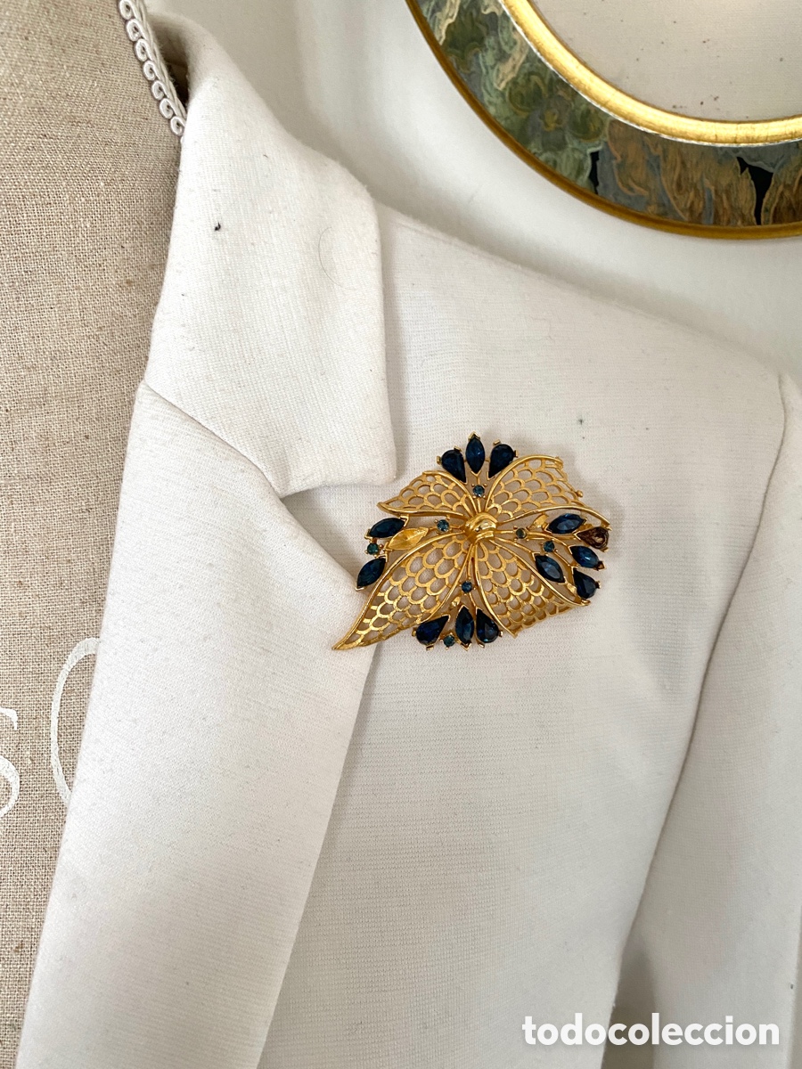 Joyeria: Broche vintage dorado y cristales - Foto 6