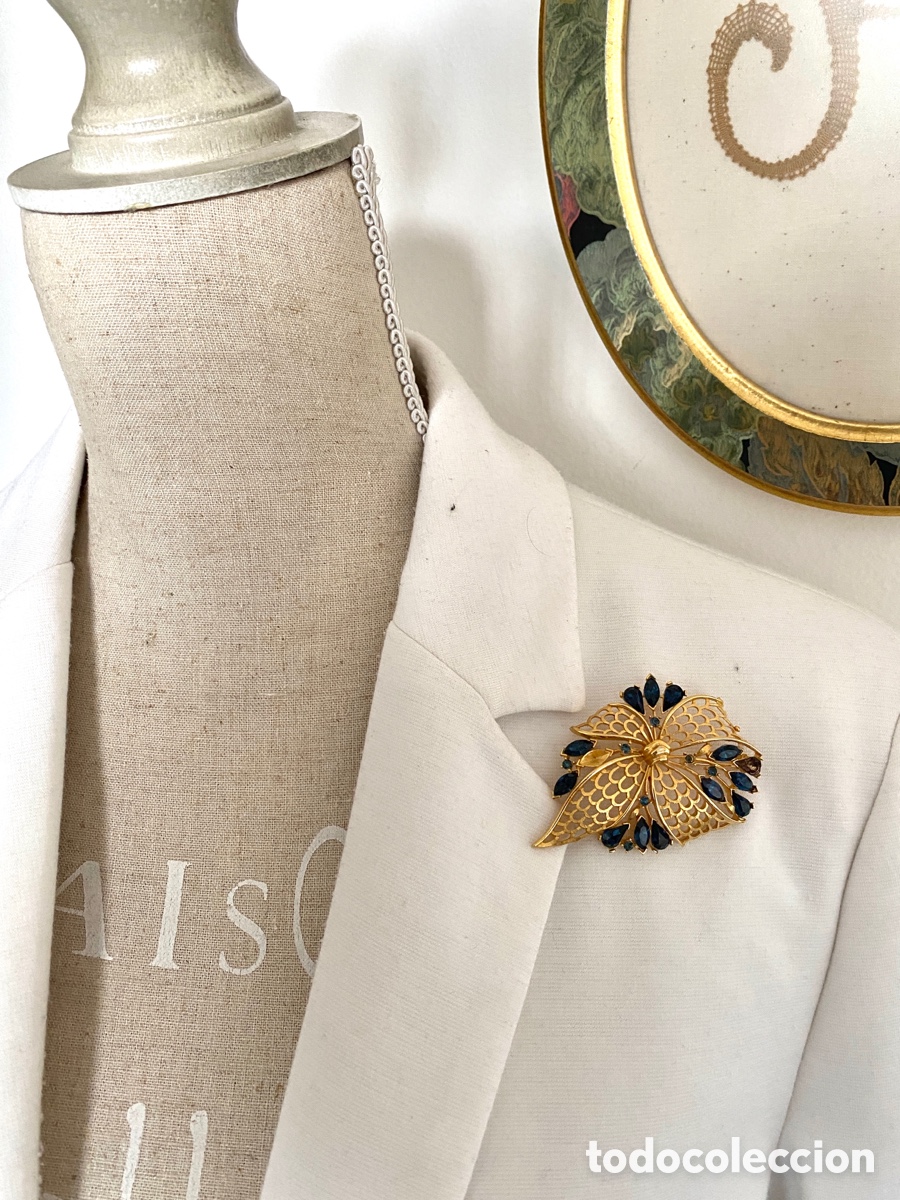 Joyeria: Broche vintage dorado y cristales - Foto 7