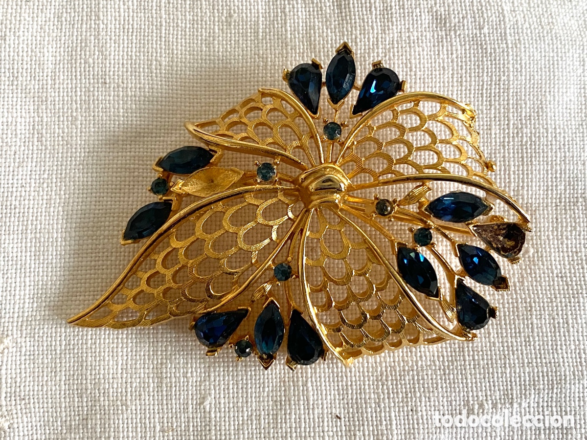 Joyeria: Broche vintage dorado y cristales - Foto 1