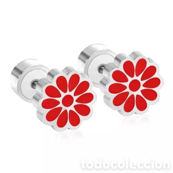 Gioielleria: Pendientes Flores Rojas acero inoxidable