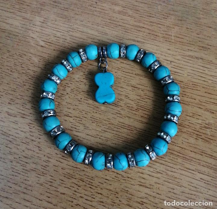 Joyeria: PULSERA TURQUESAS AZULES, CON COLGANTE. EL&Aacute;STICA. - Foto 3