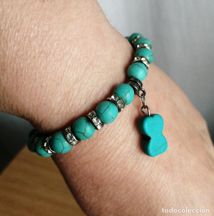 Joyeria: PULSERA TURQUESAS AZULES, CON COLGANTE. EL&Aacute;STICA. - Foto 5