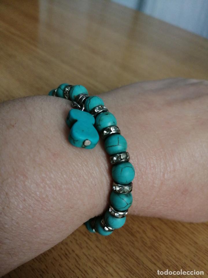 Joyeria: PULSERA TURQUESAS AZULES, CON COLGANTE. EL&Aacute;STICA. - Foto 6