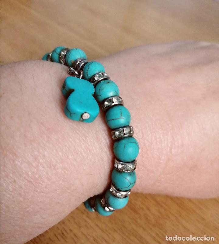 Joyeria: PULSERA TURQUESAS AZULES, CON COLGANTE. EL&Aacute;STICA. - Foto 7
