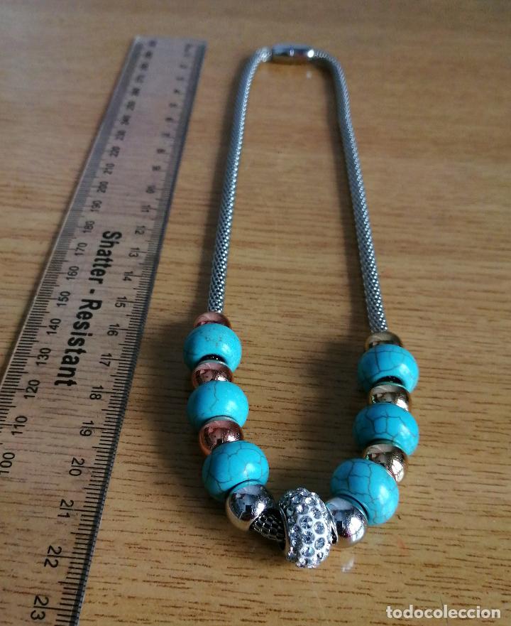 Joyeria: COLLAR PLATEADO CON TURQUESAS AZULES, CIERRE DE IMAN. - Foto 2