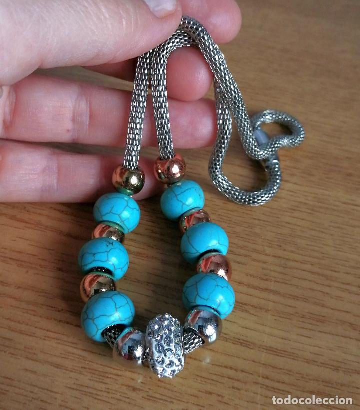 Joyeria: COLLAR PLATEADO CON TURQUESAS AZULES, CIERRE DE IMAN. - Foto 3