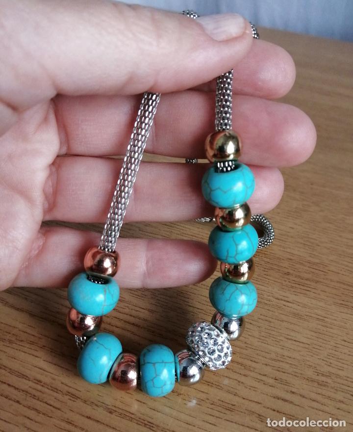 Joyeria: COLLAR PLATEADO CON TURQUESAS AZULES, CIERRE DE IMAN. - Foto 4