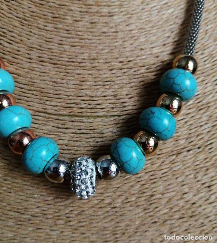 Joyeria: COLLAR PLATEADO CON TURQUESAS AZULES, CIERRE DE IMAN. - Foto 6