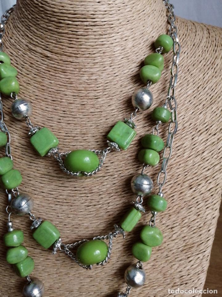 Joyeria: COLLAR PLATEADO CON PIEDRAS VERDES. - Foto 4