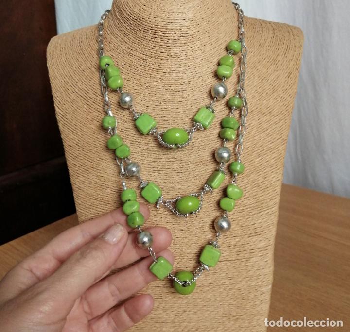 Joyeria: COLLAR PLATEADO CON PIEDRAS VERDES. - Foto 4
