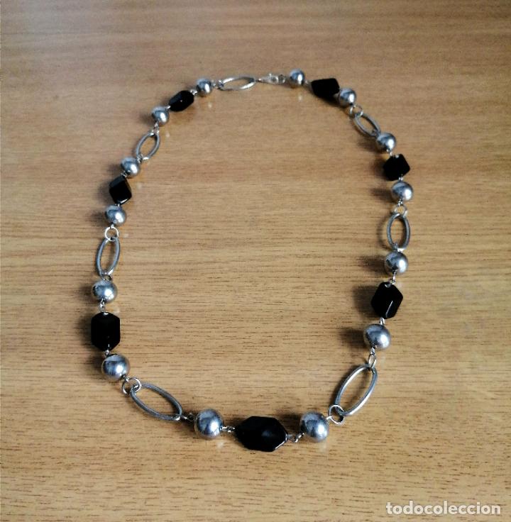 Joyeria: COLLAR PLATEADO, CADENA CON CRISTALES NEGRO ONIX. - Foto 2