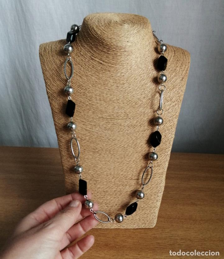 Joyeria: COLLAR PLATEADO, CADENA CON CRISTALES NEGRO ONIX. - Foto 6