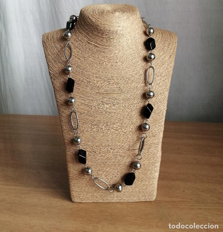Joyeria: COLLAR PLATEADO, CADENA CON CRISTALES NEGRO ONIX. - Foto 1