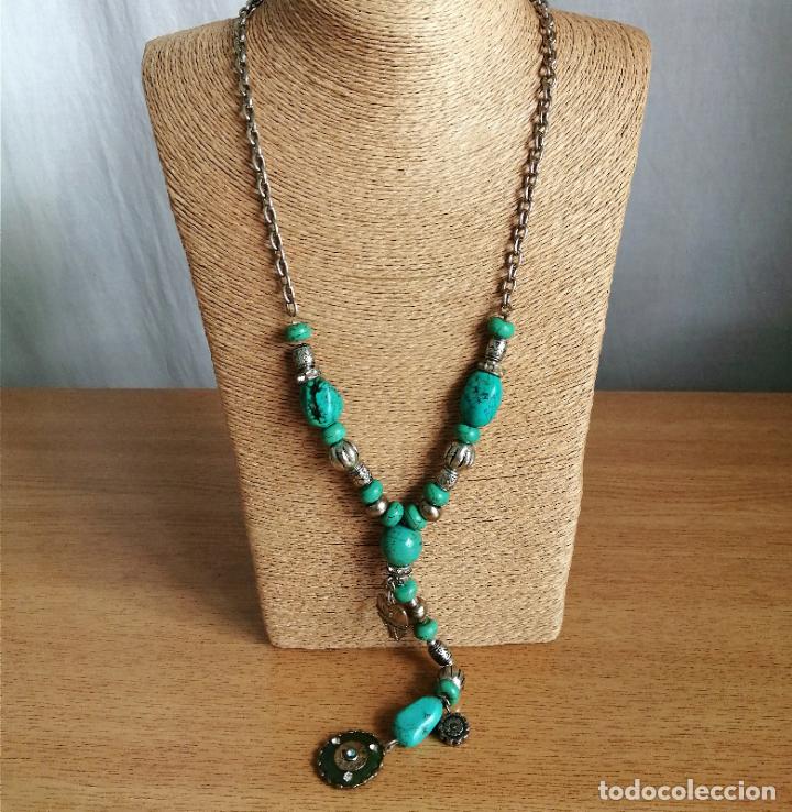 Joyeria: COLLAR PLATEADO CON PIEDRAS TURQUESAS. - Foto 2