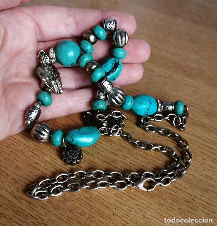 Joyeria: COLLAR PLATEADO CON PIEDRAS TURQUESAS. - Foto 4