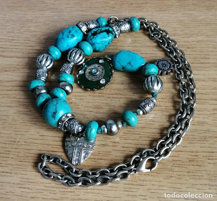 Joyeria: COLLAR PLATEADO CON PIEDRAS TURQUESAS. - Foto 1
