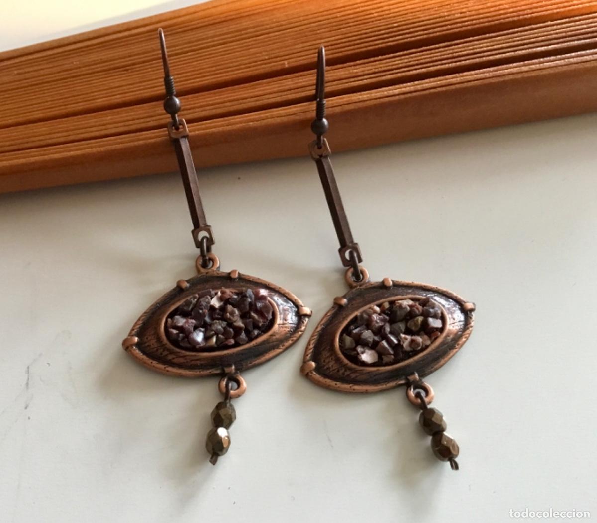 Joyeria: Pendientes cobre con piedras malva y cristal - Foto 1