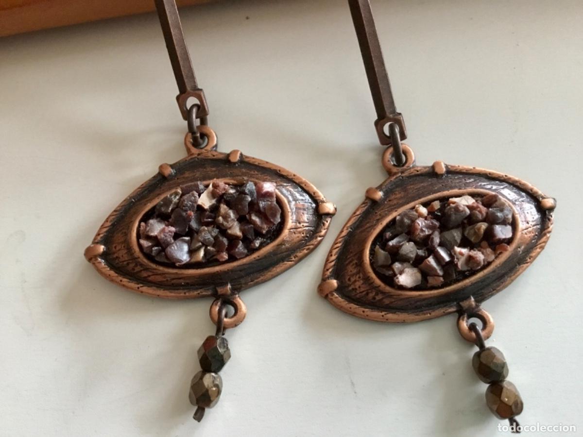 Joyeria: Pendientes cobre con piedras malva y cristal - Foto 2